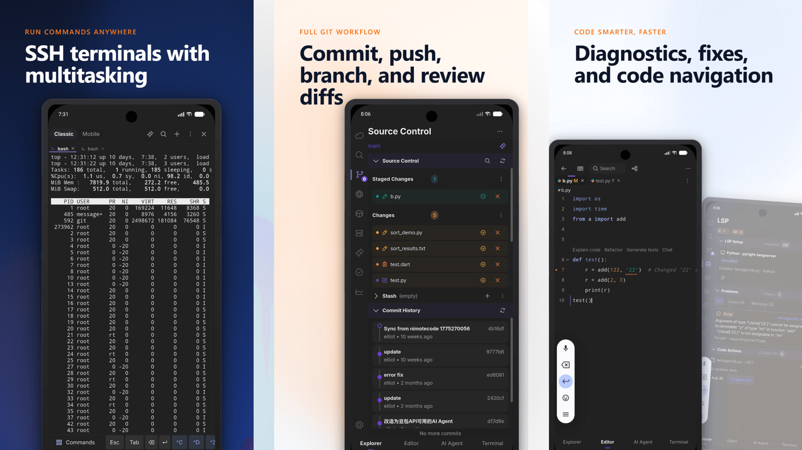 NimoteCode remote file explorer and code editor on mobile