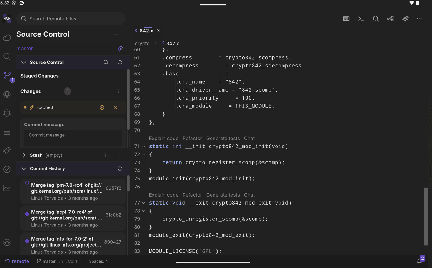 NimoteCode code editor on a tablet