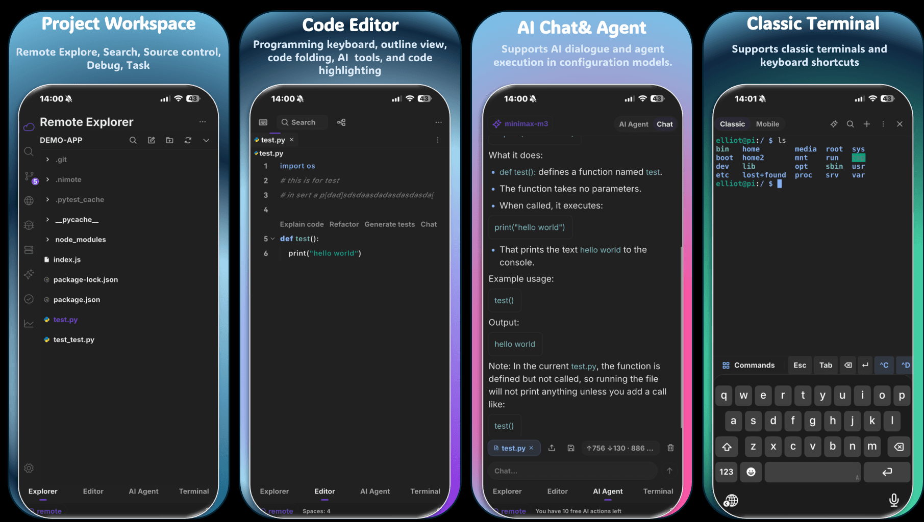 NimoteCode, an AI-native mobile IDE workspace