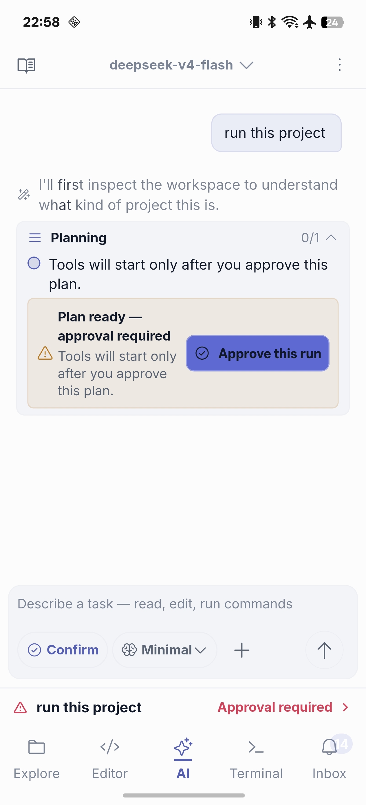 NimoteCode AI panel — phone