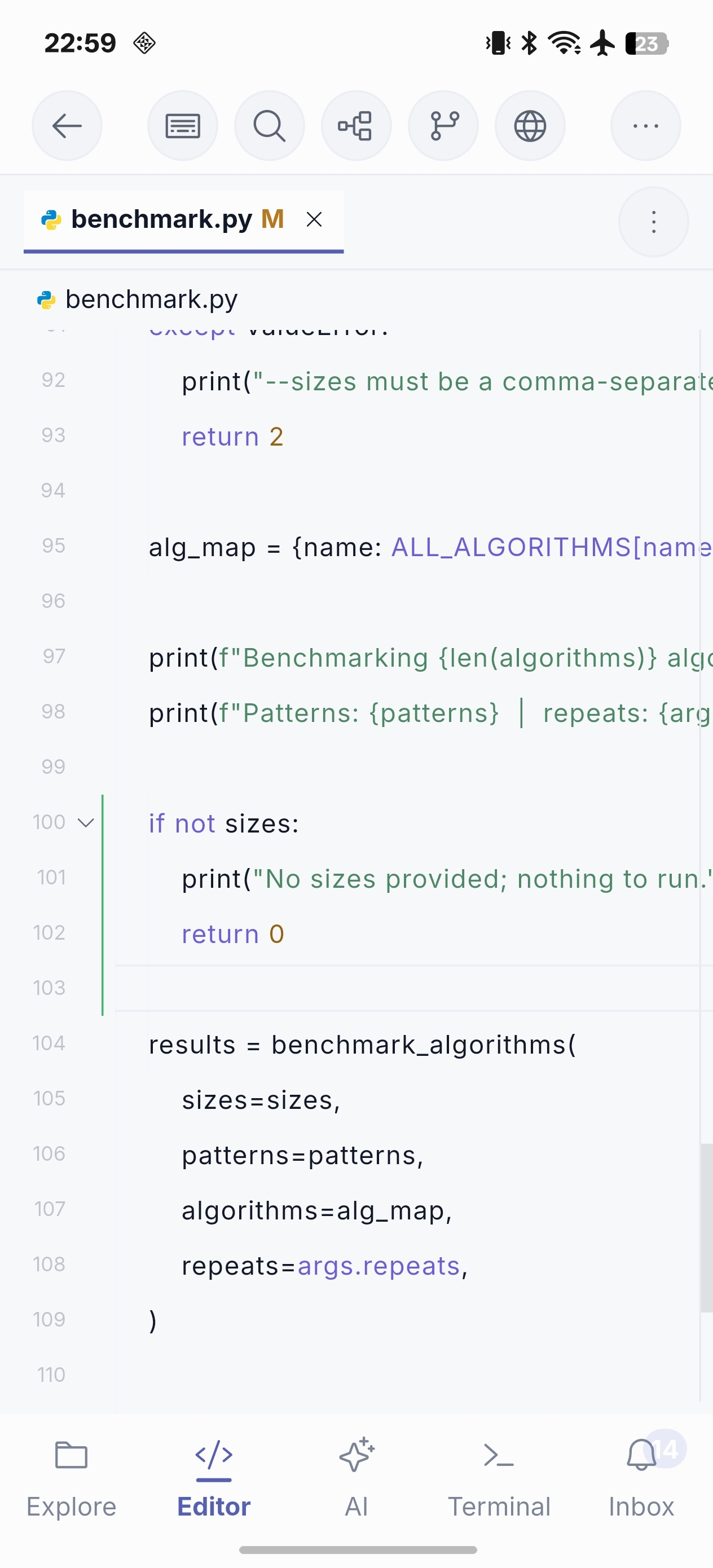 NimoteCode mobile code editor — phone