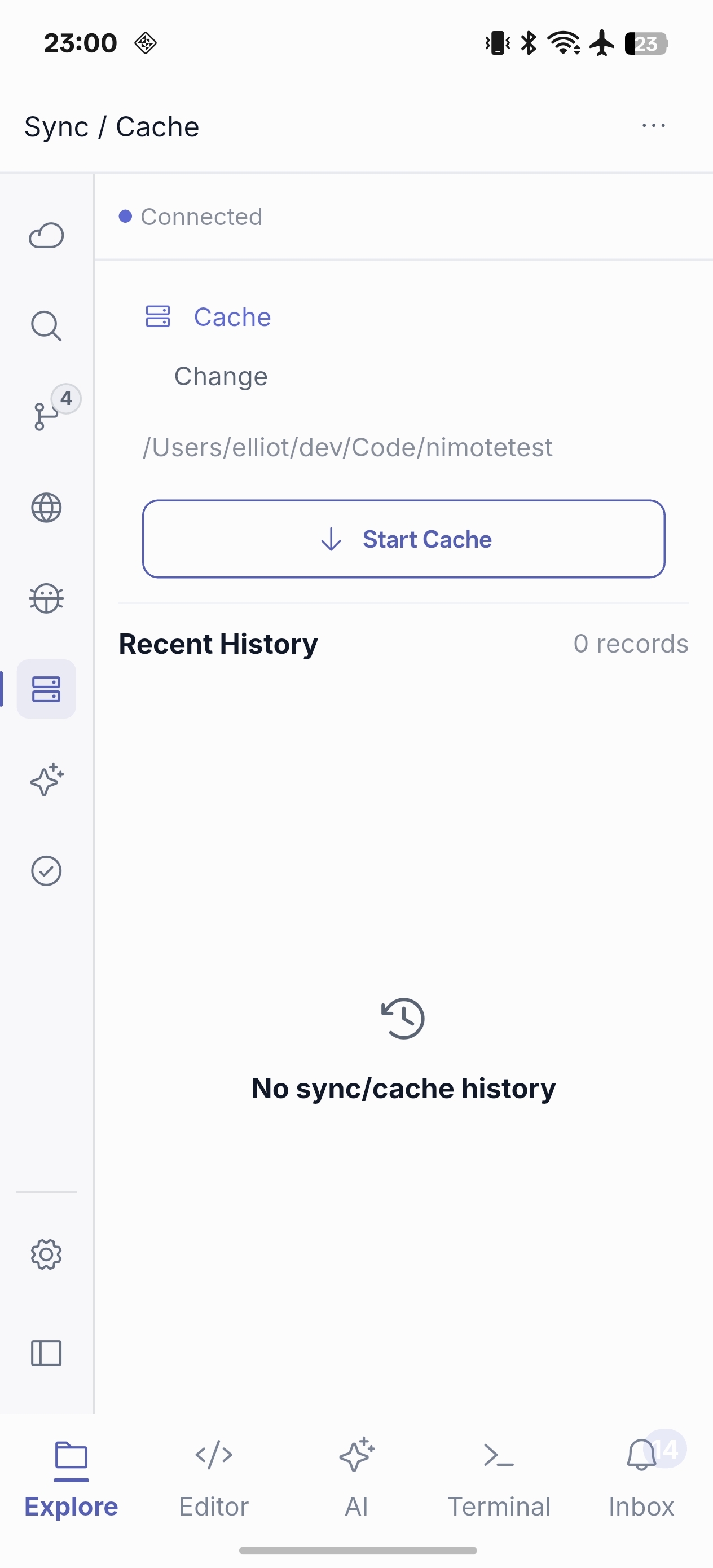 NimoteCode Sync and Cache — phone