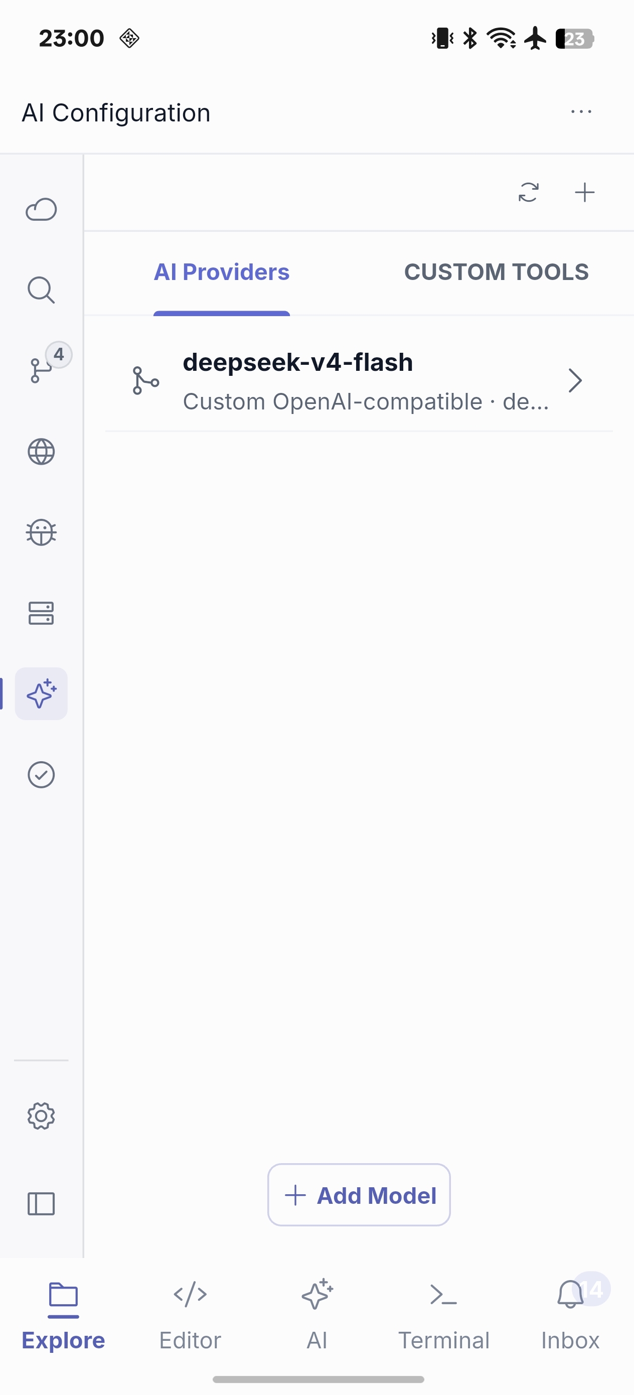 NimoteCode 手机上的 AI 模型配置 — phone