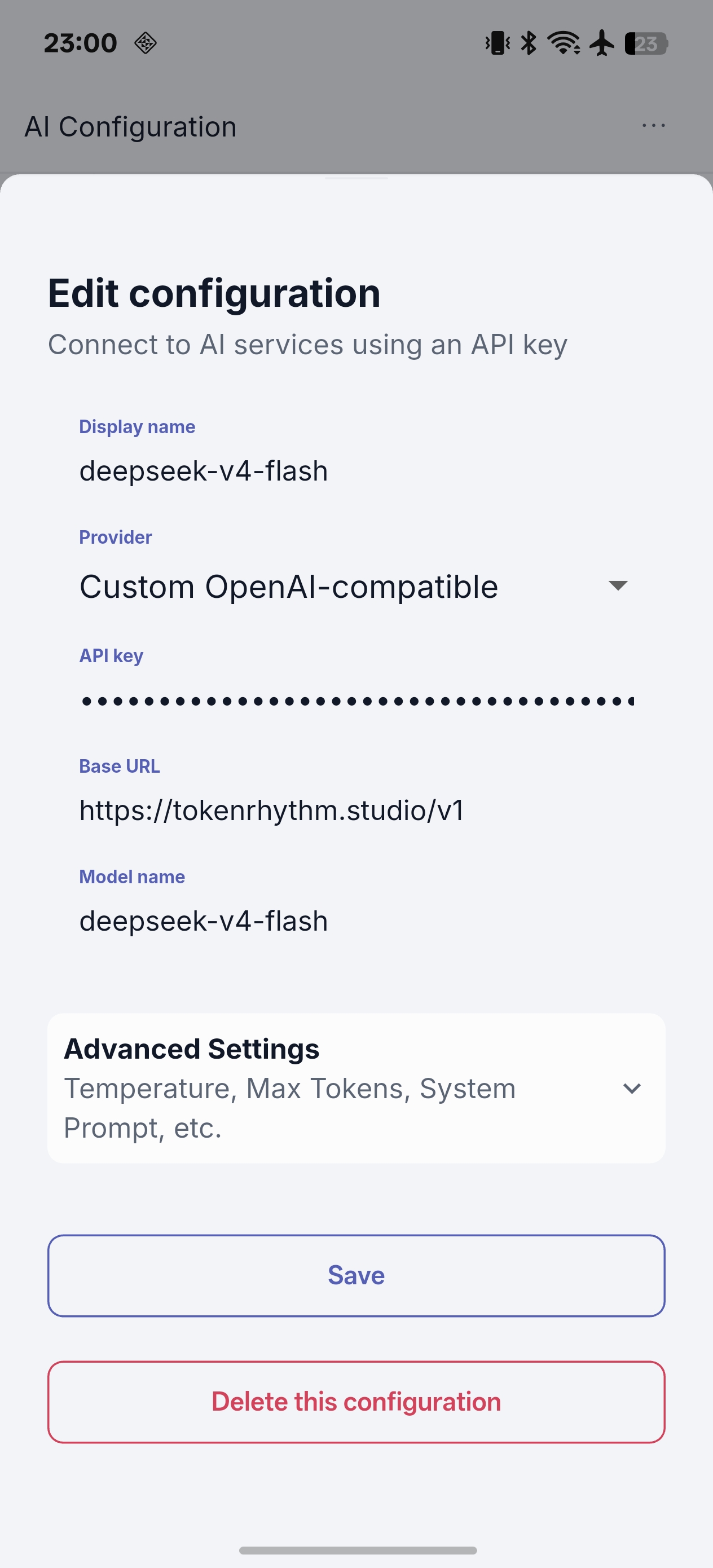 NimoteCode 手机上的 AI 编辑配置 — phone