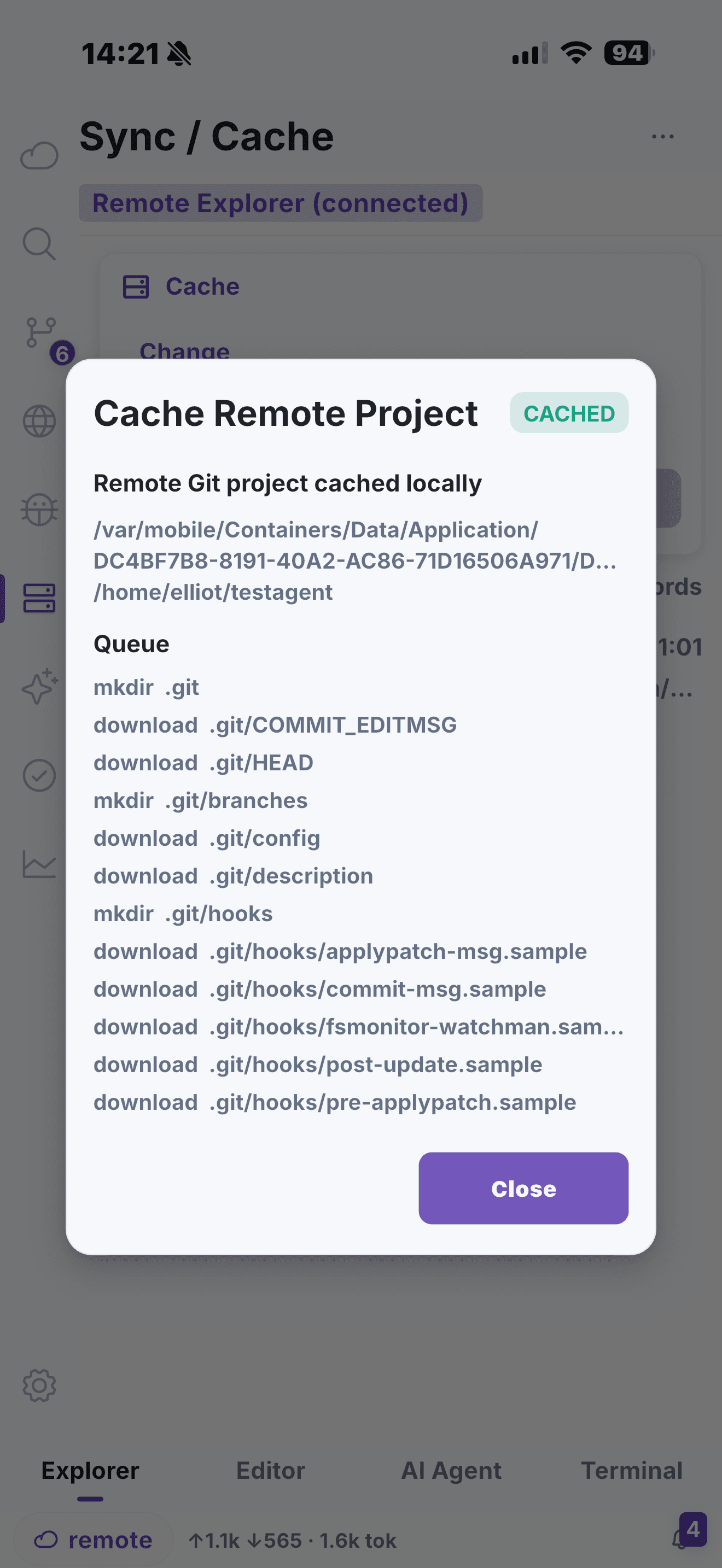 NimoteCode Sync and Cache — phone