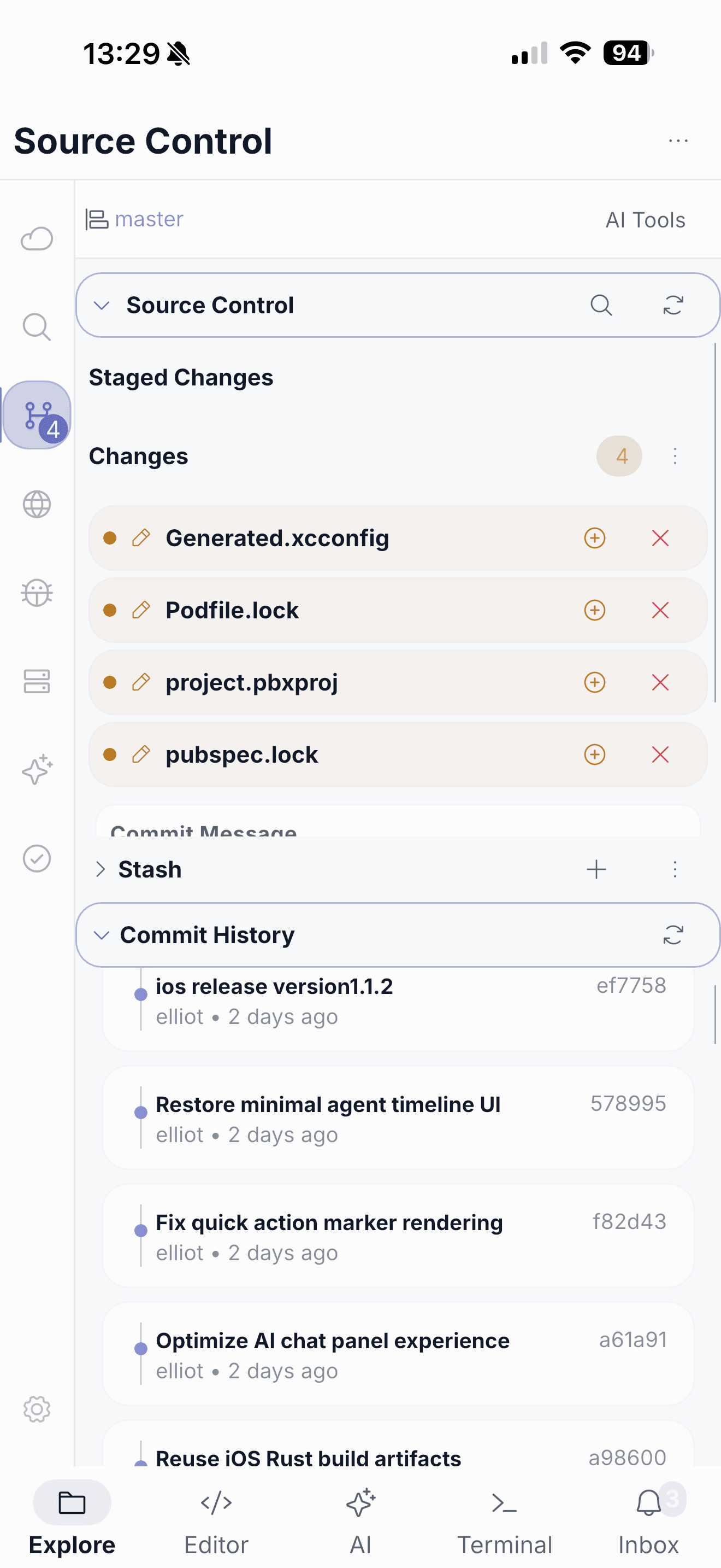 NimoteCode 移动 Git 审查 — phone