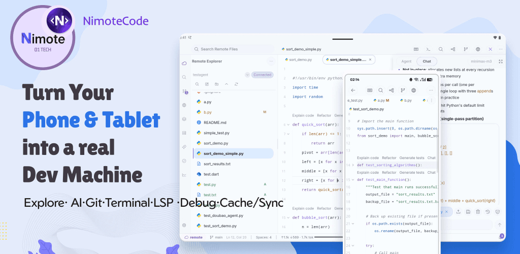 NimoteCode Quick Start workflow on phone and iPad