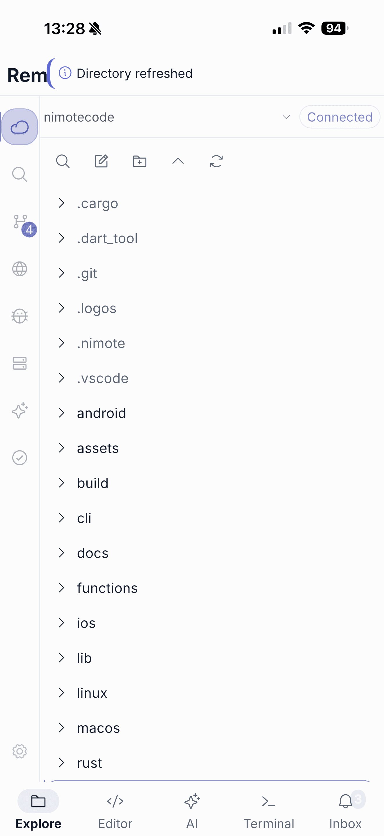 Android SSH workspace — phone